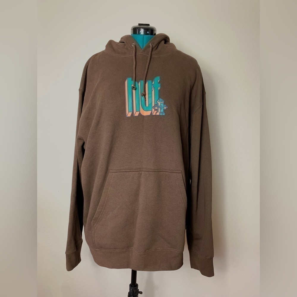 Huf Worldwide Brown Bookend Pullover Hoodie Size XL